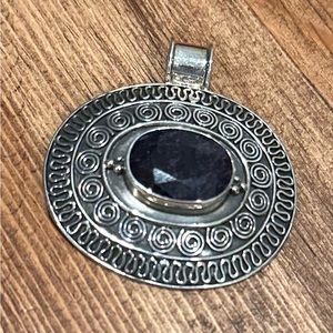 Large Samuel B Sterling Silver and Black Onyx Pendant
